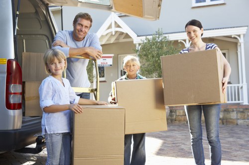 Experienced movers handling items in Canary Wharf