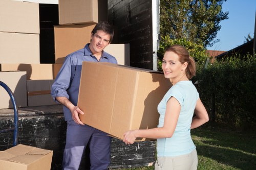 Professional team managing office move in Canary Wharf